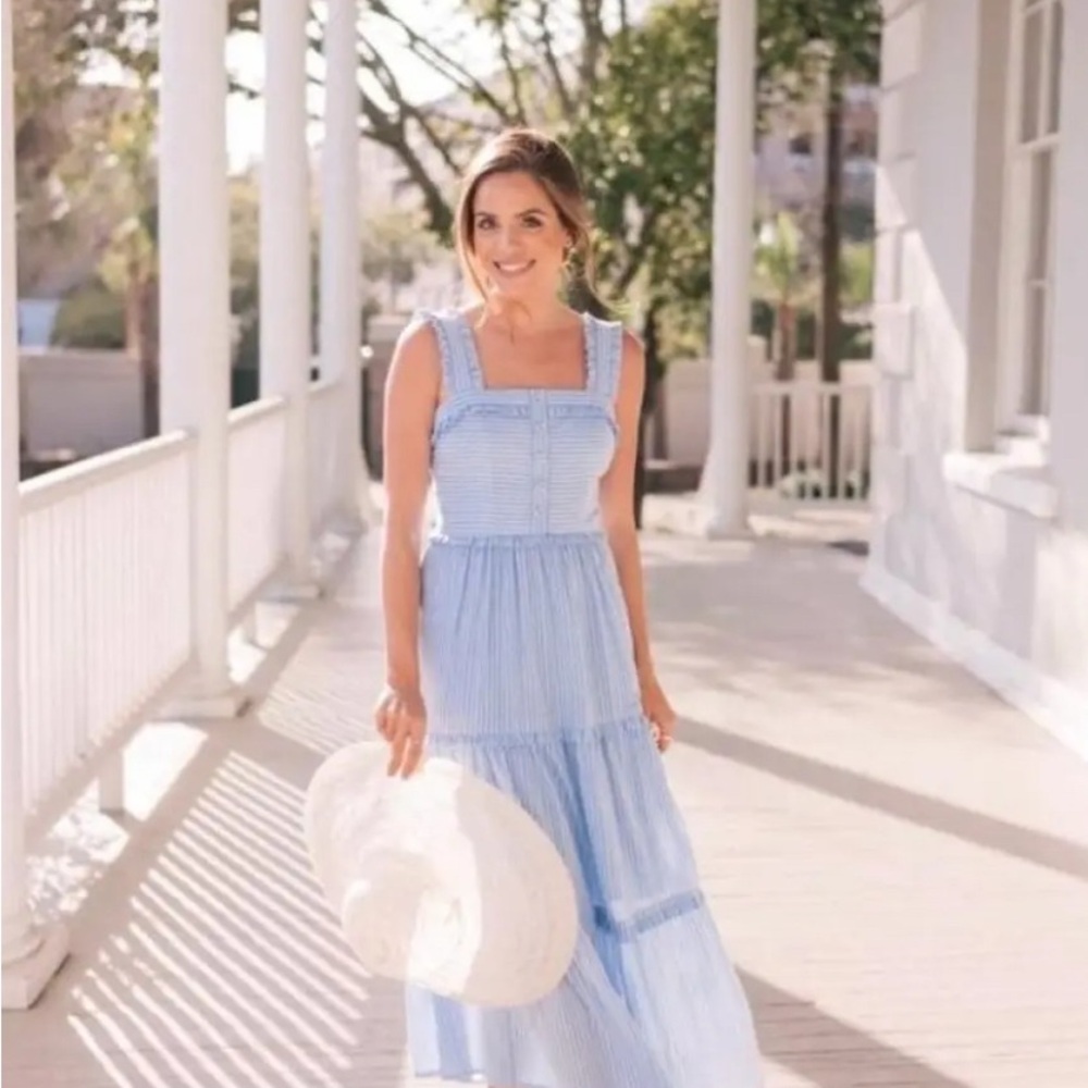 Gal Meets Glam Courtney Rio Stripe Lawn Tiered Size 14